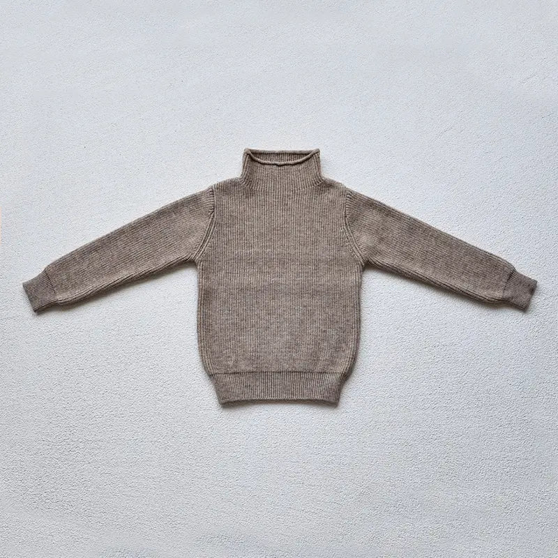 Turtleneck Sweater for Kids in Brown, Beige, and Black – Long Sleeves, High Collar, Unisex Design