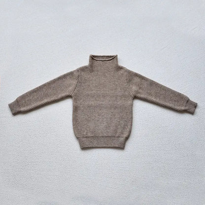 Turtleneck Sweater for Kids in Brown, Beige, and Black – Long Sleeves, High Collar, Unisex Design