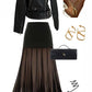 Elegant black pleated skirt for women with high waist – versatile and trendy for every occasion. OOTD Look of the Day.