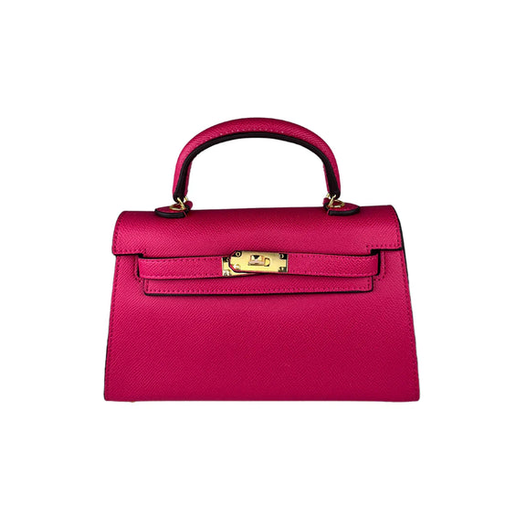 Love Fleur de Luxe Handbag in rich pink, showcasing premium leather craftsmanship amazing gold touch