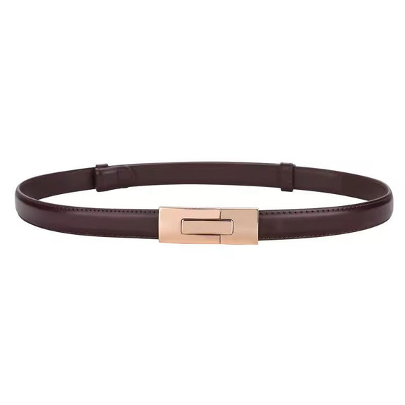 Ladies’ dress belt with gold buckle – soft leather, multiple color options
