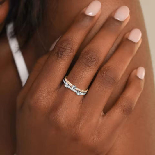 Swarovski®️ crystal ring buy online – elegant bi-color rose gold silver women’s jewelry, perfect for gifts
