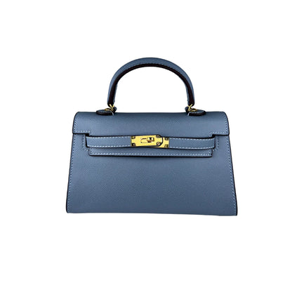 Fleur de Luxe Handbag in modern blue, featuring a removable shoulder strap for convenience nice women Handbag