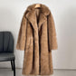 Gradient faux fur jacket for women with turn-down collar and full-length sleeves, ideal for autumn and winter fashion.