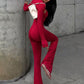 Sexy Hollow Out Jumpsuits Sets Women Fashion Solid Long Sleeve Shawl and Jumpsuits Female Elegant Two Piece Sets