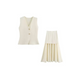 Paris City Muse white two-piece summer set – sleeveless V-neck vest and flowing layered maxi skirt – casual chic outfit for city and events.
