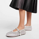 Ivory white women’s plus size flat with sparkling crystals and rubber sole – The Paris Colette Crystals ballet-style shoe