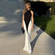 Élodie bodycon maxi dress – sleeveless black and white contrast gown for special occasions

