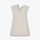 Detail of deep V-neck with rhinestone embellishment – strapless mini dress for summer events