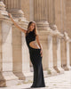 Black cut-out bodycon maxi dress with sleeveless tank top – perfect for summer parties and vacation nights