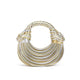 MOONDROP designer clutch bag for women in gold and silver, handwoven metallic texture