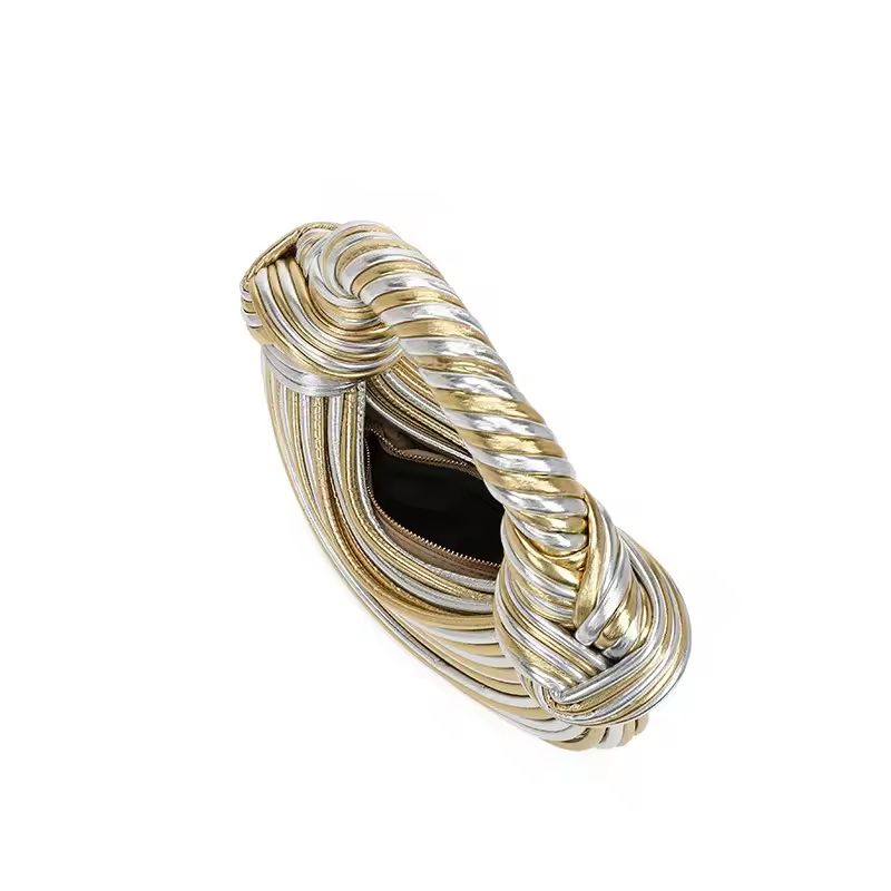 MOONDROP luxury mini purse – handwoven faux leather in metallic finish