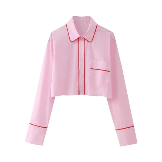 Women’s relaxed fit pink suit set for home – stylish long sleeve shirt and comfy pants.