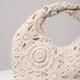 Ivory crochet boho hobo bag for women, soft handmade-style shoulder bag, lightweight woven polyester summer tote, perfect for travel, beach, city, everyday outfits, casual style accessory 2025, compact 26x13cm neutral purse with twisted handle