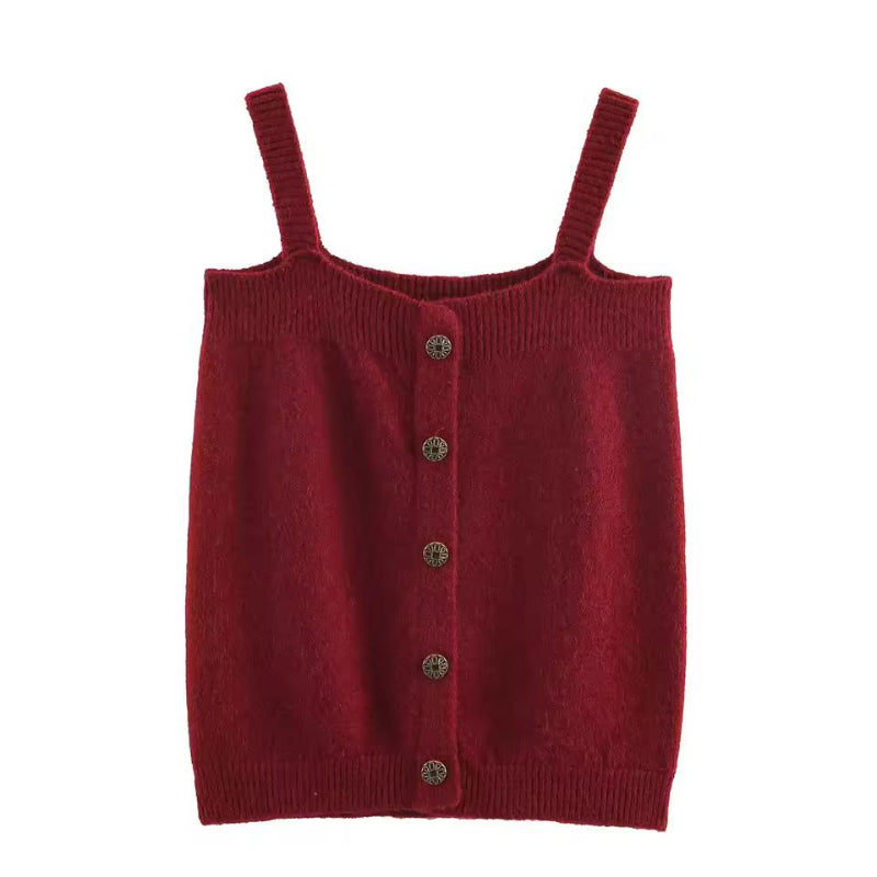 Elegant women’s 3-piece knit set with cardigan, strap top and trumpet skirt in soft fine knit fabric – autumn winter premium knitwear outfit, minimalist style.
