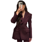 Back View of Elegant Slim Fit Women's Blazer with Shoulder Pads – Trendy Spring 2025 Fashion.