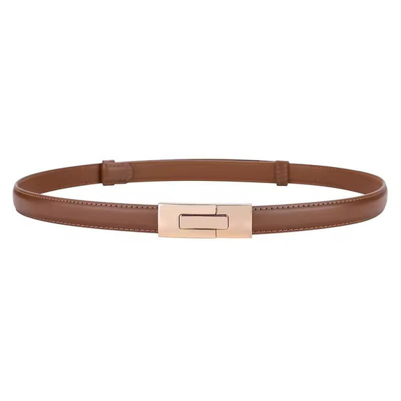 Set of women’s genuine cowhide leather belts – black, brown, nude, pink, red options
