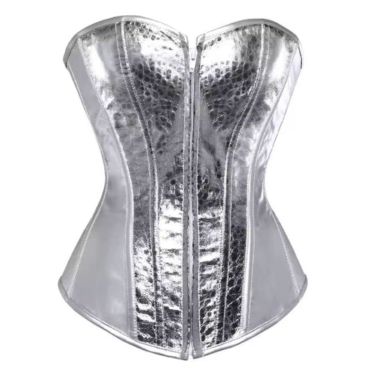 Starlight Diva metallic gold full bust corset for women, faux leather bustier top for party, cosplay and stage wear