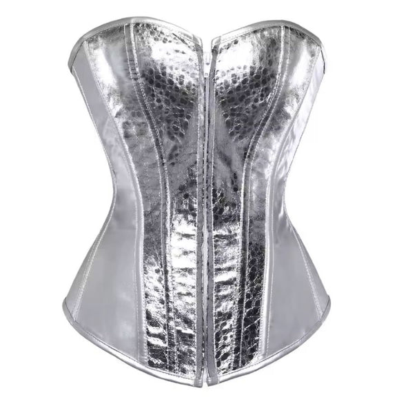 Starlight Diva metallic gold full bust corset for women, faux leather bustier top for party, cosplay and stage wear