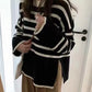 Cozy striped pullover sweater for women – stylish O-neck design in soft fabric for casual wear.