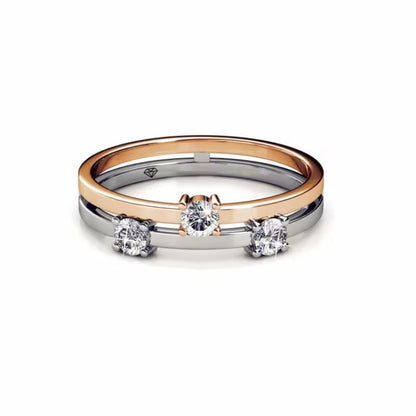 Trendy Swarovski®️ crystal ring for women – rose gold silver ring 7.5mm width, perfect engagement or wedding gift