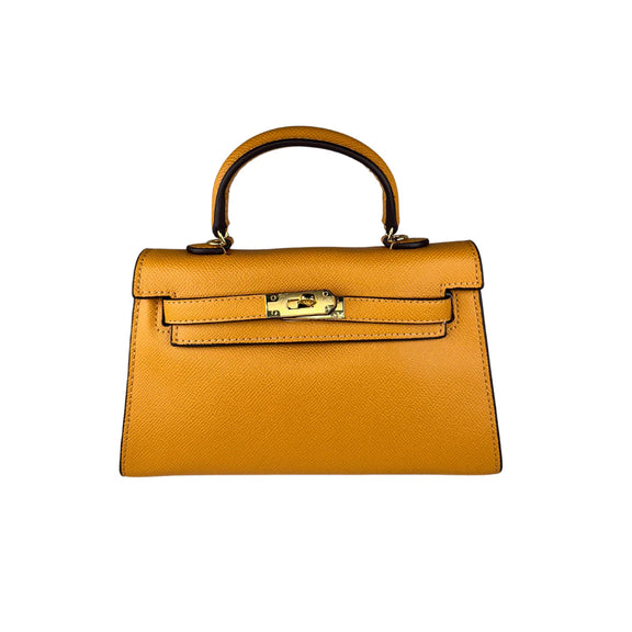 Stylish Fleur de Luxe Handbag in rich yellow, showcasing premium leather craftsmanship fashionable 