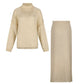 EleganceTrio women’s skirt and sweater set in beige, gray, and black, made from premium 40% mohair, 30% polyacrylic, 20% polyamide, and 10% wool. Stylish 2-piece outfit for women, perfect for winter and fall, offering versatile options for office looks, casual wear, or evening events. Made in Italy with high-quality craftsmanship.