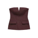 Velour Kiss Top in brown – elegant sleeveless wool-blend vest with V-notch neckline and pockets
