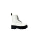 Stylish women’s boots with thick soles and crocodile leather texture in white