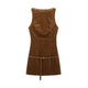 Liora Cord Mini Dress brown – women’s sleeveless corduroy mini dress with belt front view casual chic style
