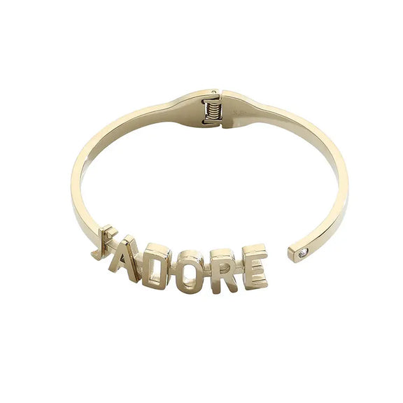 J’ADORE Stainless Steel Bracelet for Women – Adjustable Free Size, 18g, Available in Gold and Silver, Elegant Design