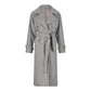 UrbanElegance Women´s Sonja Coat - Gray Double-Breasted Coat with Notched Collar, belt, and Adjustable Sleeve Cuffs.