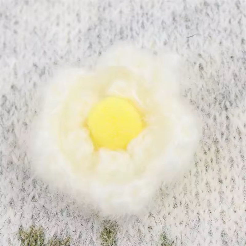 Close-up of 3D floral knit pattern – Chic and Charm Floral Dream women’s cardigan with crew neck