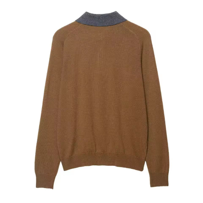 Close-up of argyle knit pattern and polo collar on women’s slim fit sweater – Chic and Charm Autumn Elegance fall winter knitwear