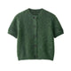 Chic and Charm women’s cardigan Green Whisper – green short sleeve knit button down with crew neck

