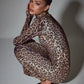 Stylish Leopard Print Maxi Dress with Turtleneck for Women - Isadora Collection