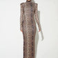 Stylish Leopard Print Maxi Dress with Turtleneck for Women - Isadora Collection