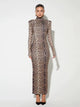 Stylish Leopard Print Maxi Dress with Turtleneck for Women - Isadora Collection