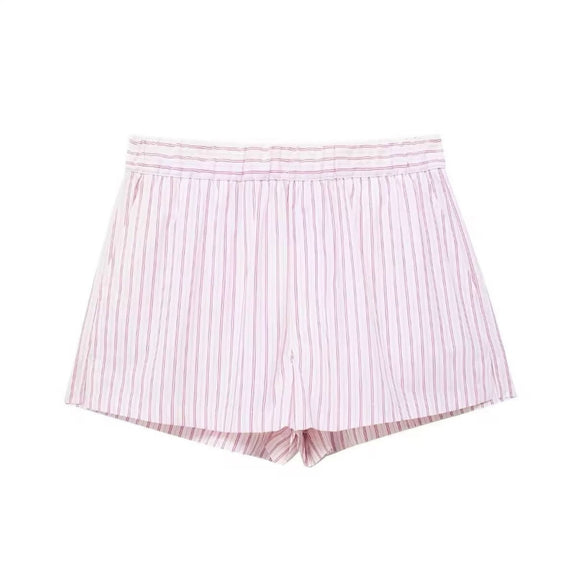 Pink striped lounge set – shirt & shorts