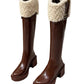 Trendy 2025 Women's Knee High Boots with Square Low Heels for Cold Weather