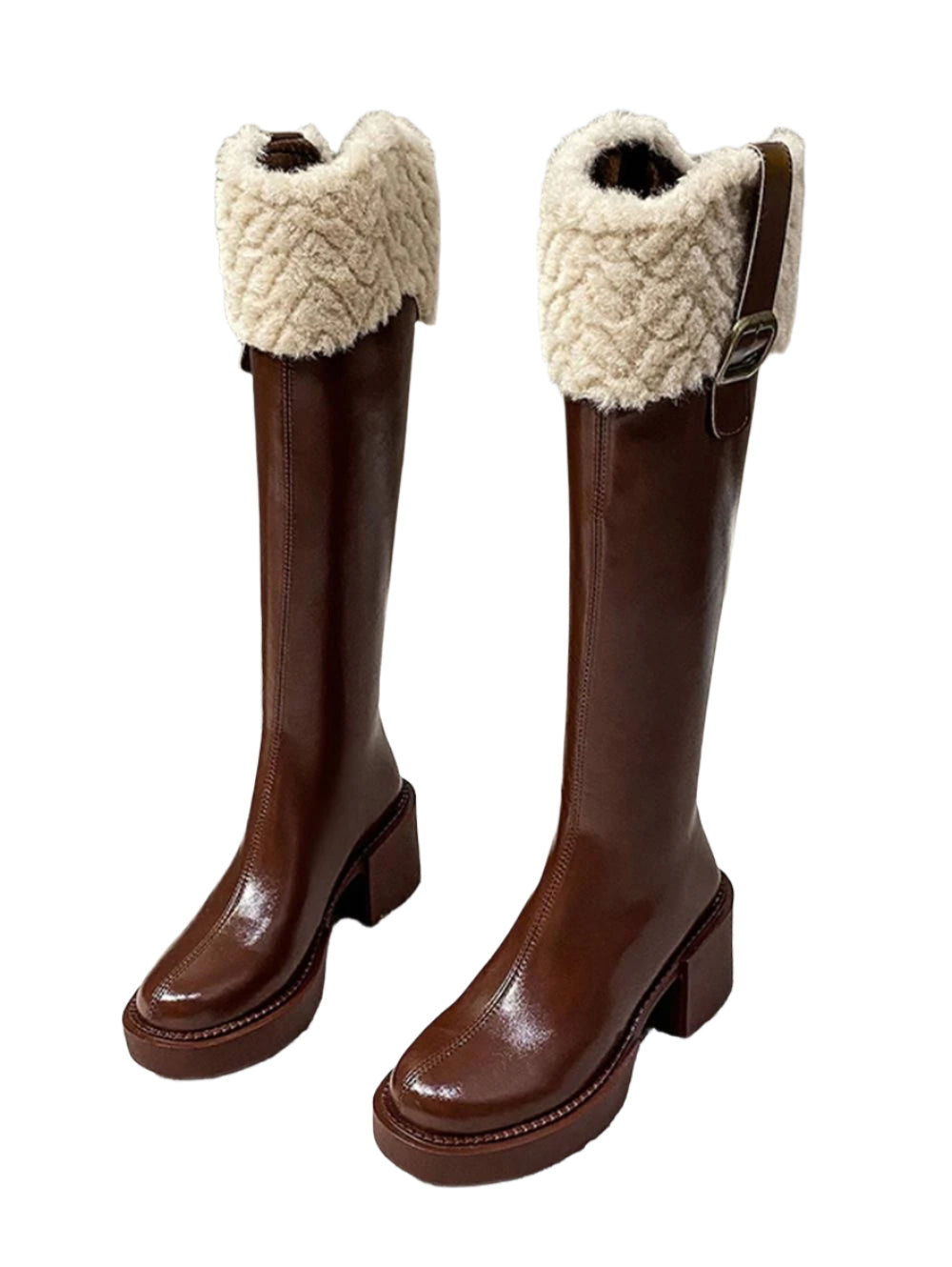 Trendy 2025 Women's Knee High Boots with Square Low Heels for Cold Weather