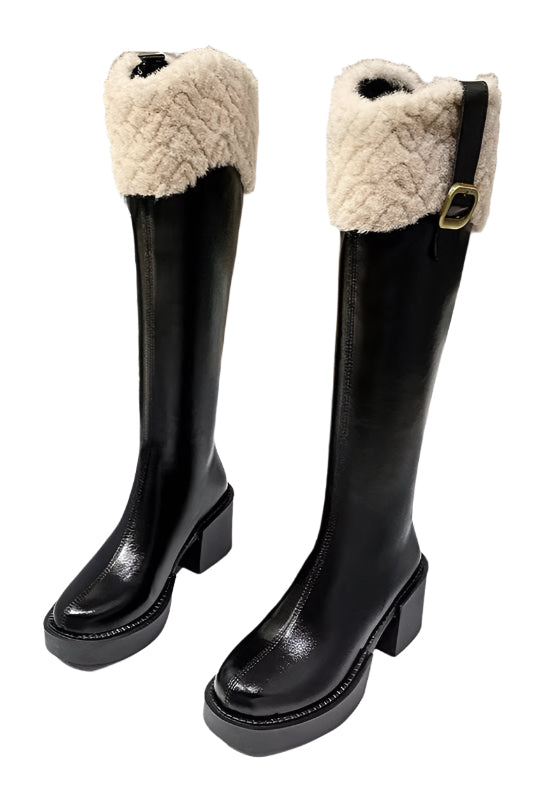 Comfortable Warm Plush Knee High Boots for Women, Perfect for Winter Fashion.