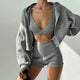 Zen Lounge Set – high-waist ribbed shorts in breathable cotton spandex, comfortable for lounging and workouts.
