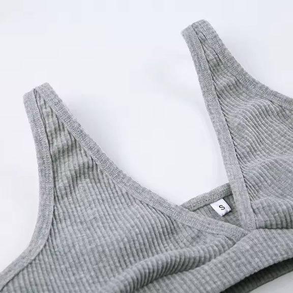 Zen Lounge Set – high-waist ribbed shorts in breathable cotton spandex, comfortable for lounging and workouts.

