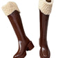 Comfortable Warm Plush Knee High Boots for Women, Perfect for Winter Fashion.