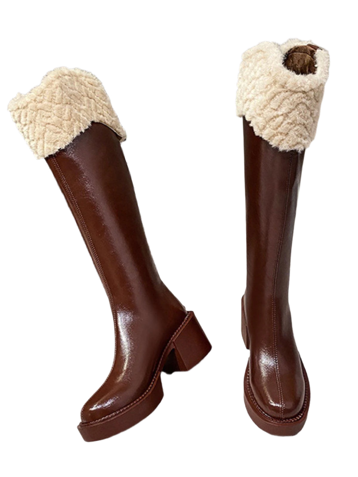 Comfortable Warm Plush Knee High Boots for Women, Perfect for Winter Fashion.